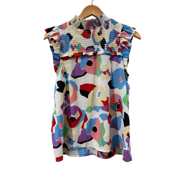 THML Tops - THML Floral Ruffle Sleeve Blouse Size Small